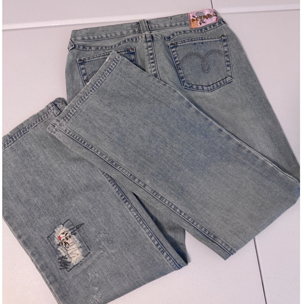 Petrol Aimee Light Wash Distressed‎ Flared Jeans Low Rise Denim W31 L34 y2k q3